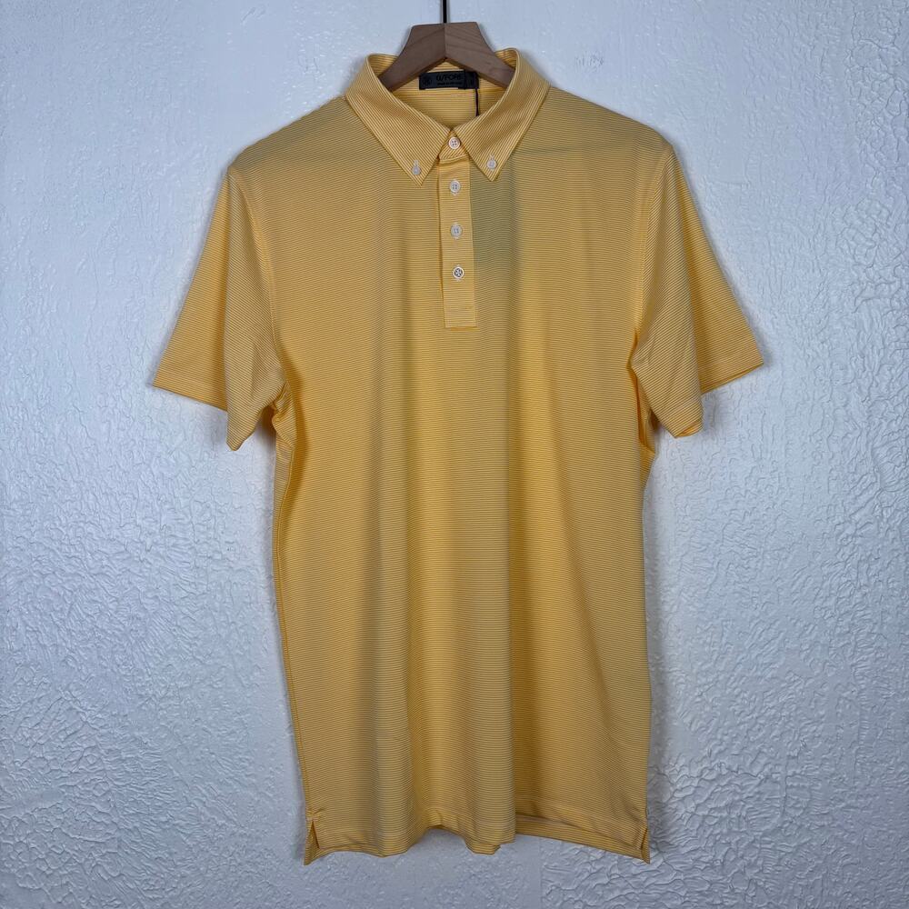 G/Fore Men's Feeder Stripe Tech Jersey Short Sleeve Golf Polo Shirt NWT Large